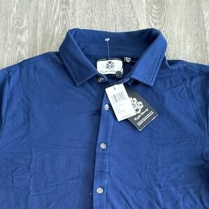 English Laundry Men Navy Button Down Long Sleeve Polo Shirt Style EL1012 Size M